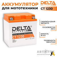 Delta CT 1230, 12V 30Ah, 300А YTX30L-BS, YB30L-B, YTX30L обратная пол.