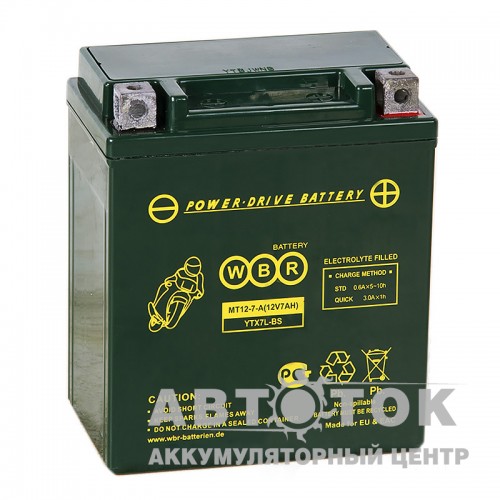 Автомобильный аккумулятор WBR MT12-7-A AGM 7 Ач 120А О.П.113x70x131 YTX7L-BS