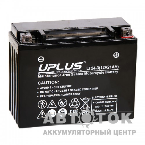 Автомобильный аккумулятор Uplus Super Start AGM 21 Ач 350А О.П. YTX24HL/Y50-N18L-A/Y50-N18-A3 205x87x162 LT24-3