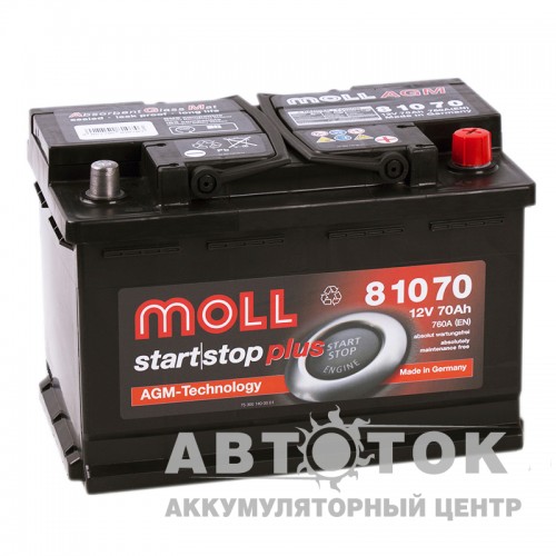 Автомобильный аккумулятор Moll AGM 70R Start-Stop 760A