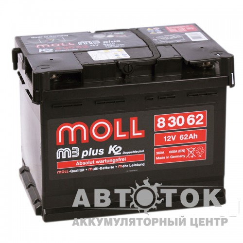 Автомобильный аккумулятор Moll M3plus 62R 600A