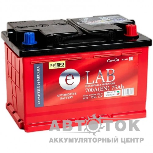 Автомобильный аккумулятор E-LAB 6cт-75 о.п. 700А