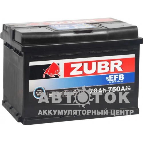 Автомобильный аккумулятор ZUBR EFB 78R 750A